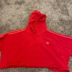 Adidas red cropped hoodie